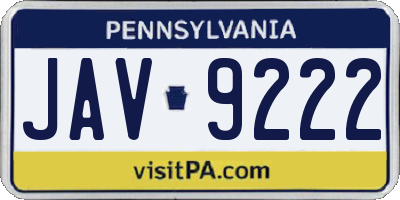 PA license plate JAV9222