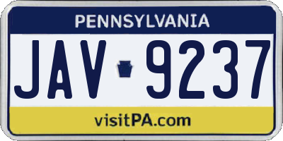 PA license plate JAV9237