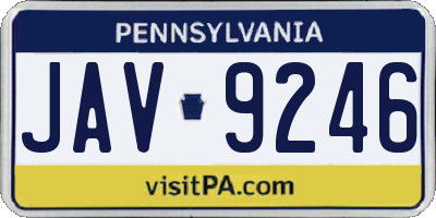 PA license plate JAV9246