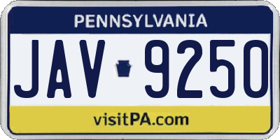 PA license plate JAV9250