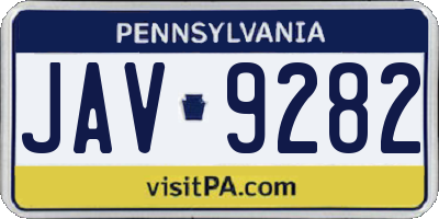 PA license plate JAV9282