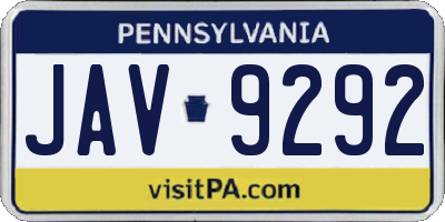 PA license plate JAV9292