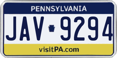 PA license plate JAV9294
