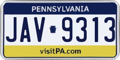 PA license plate JAV9313