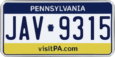 PA license plate JAV9315