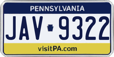 PA license plate JAV9322