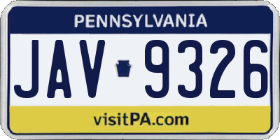 PA license plate JAV9326