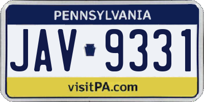 PA license plate JAV9331