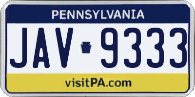 PA license plate JAV9333