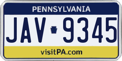 PA license plate JAV9345