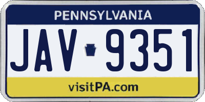 PA license plate JAV9351