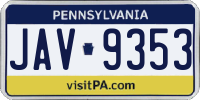 PA license plate JAV9353