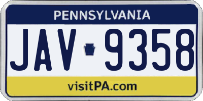 PA license plate JAV9358