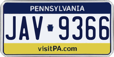 PA license plate JAV9366