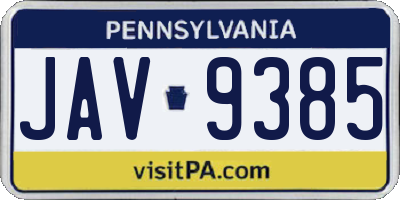PA license plate JAV9385