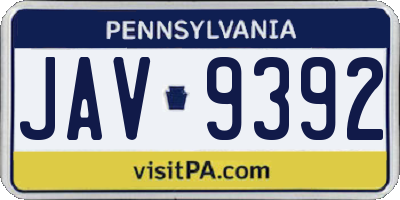 PA license plate JAV9392