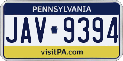 PA license plate JAV9394