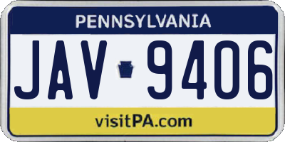 PA license plate JAV9406