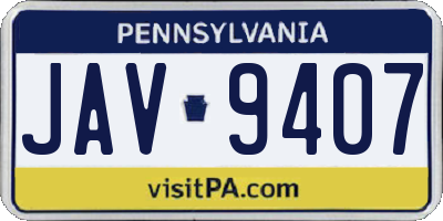 PA license plate JAV9407