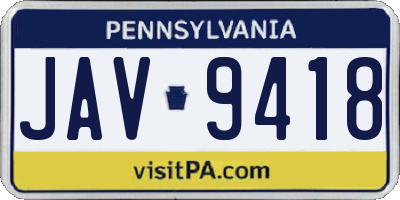 PA license plate JAV9418