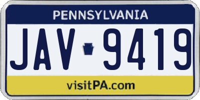 PA license plate JAV9419