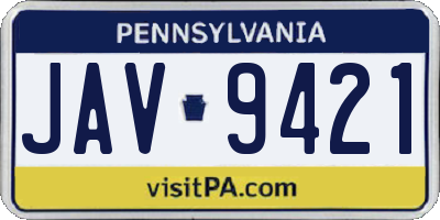 PA license plate JAV9421