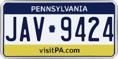 PA license plate JAV9424
