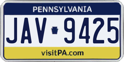 PA license plate JAV9425