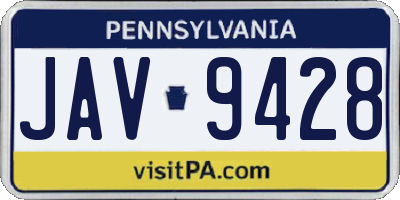 PA license plate JAV9428
