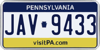PA license plate JAV9433
