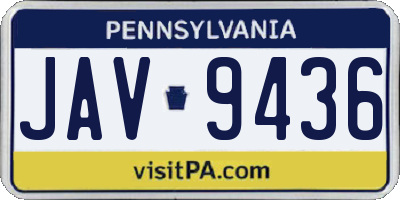 PA license plate JAV9436
