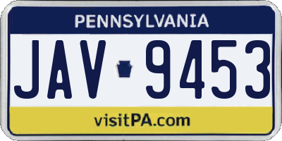 PA license plate JAV9453