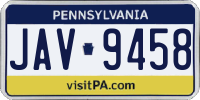 PA license plate JAV9458