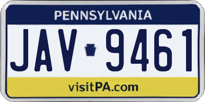 PA license plate JAV9461