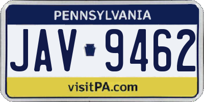PA license plate JAV9462