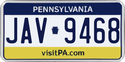 PA license plate JAV9468
