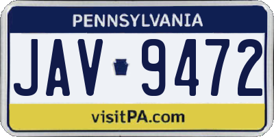 PA license plate JAV9472