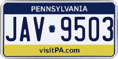PA license plate JAV9503