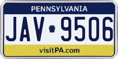 PA license plate JAV9506