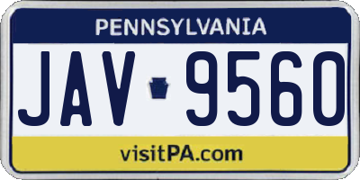 PA license plate JAV9560