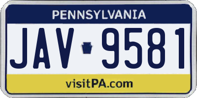 PA license plate JAV9581
