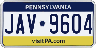 PA license plate JAV9604