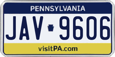 PA license plate JAV9606