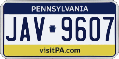 PA license plate JAV9607