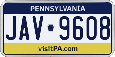 PA license plate JAV9608