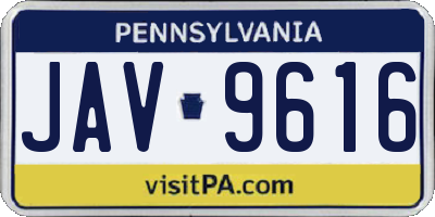 PA license plate JAV9616