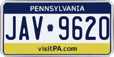 PA license plate JAV9620