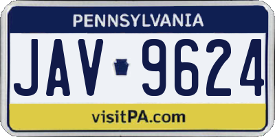 PA license plate JAV9624