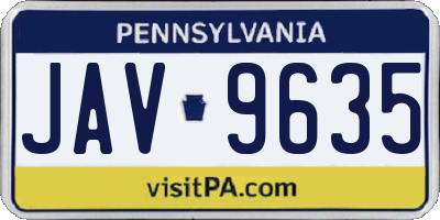 PA license plate JAV9635