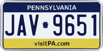 PA license plate JAV9651